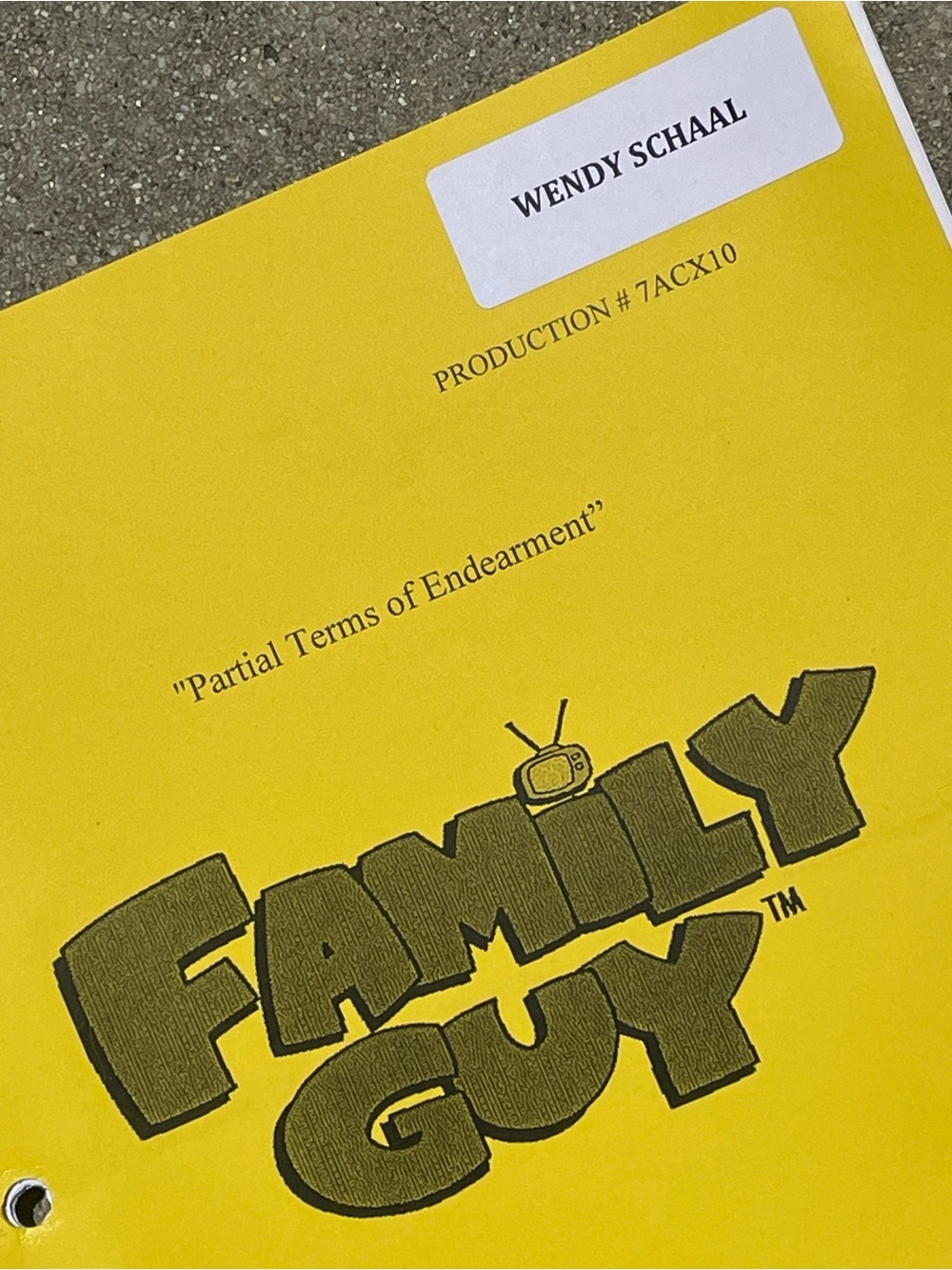 RARE Family Guy Wendy Schaal Francine 2008 Production Used Table Script BANNED!